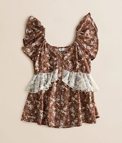 Girls - Floral Lace Top