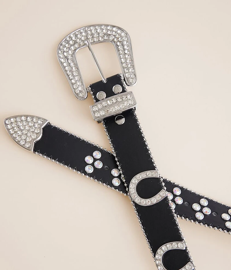Glitz Horseshoe Leather Belt
