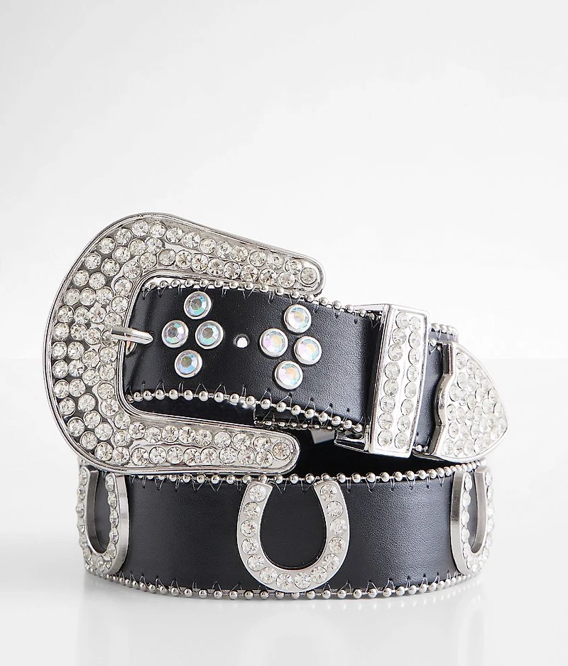 Glitz Horseshoe Leather Belt