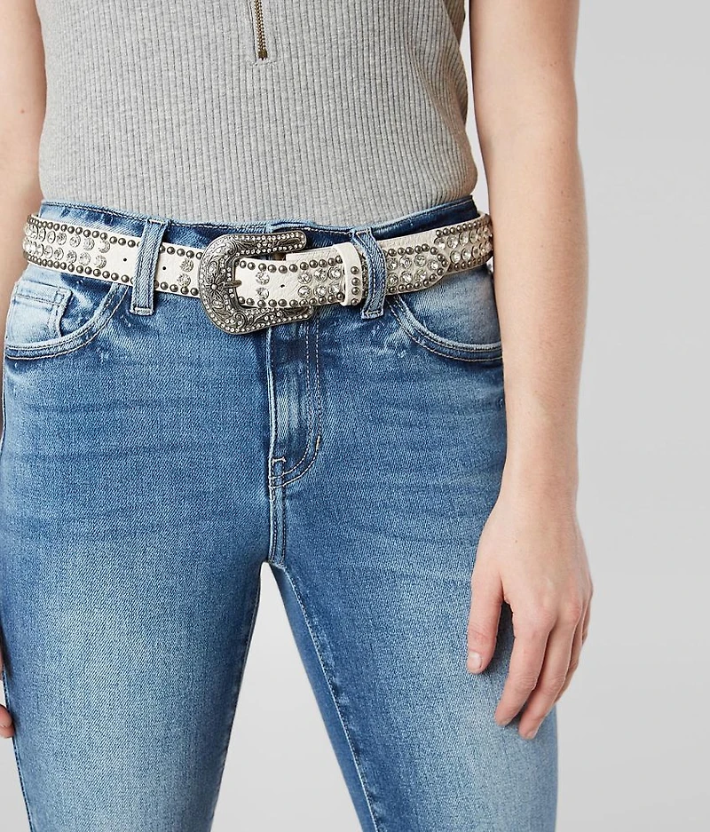 Skinny Leather Glitz Belt