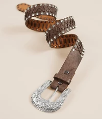 Glitz Whipstitch Leather Belt