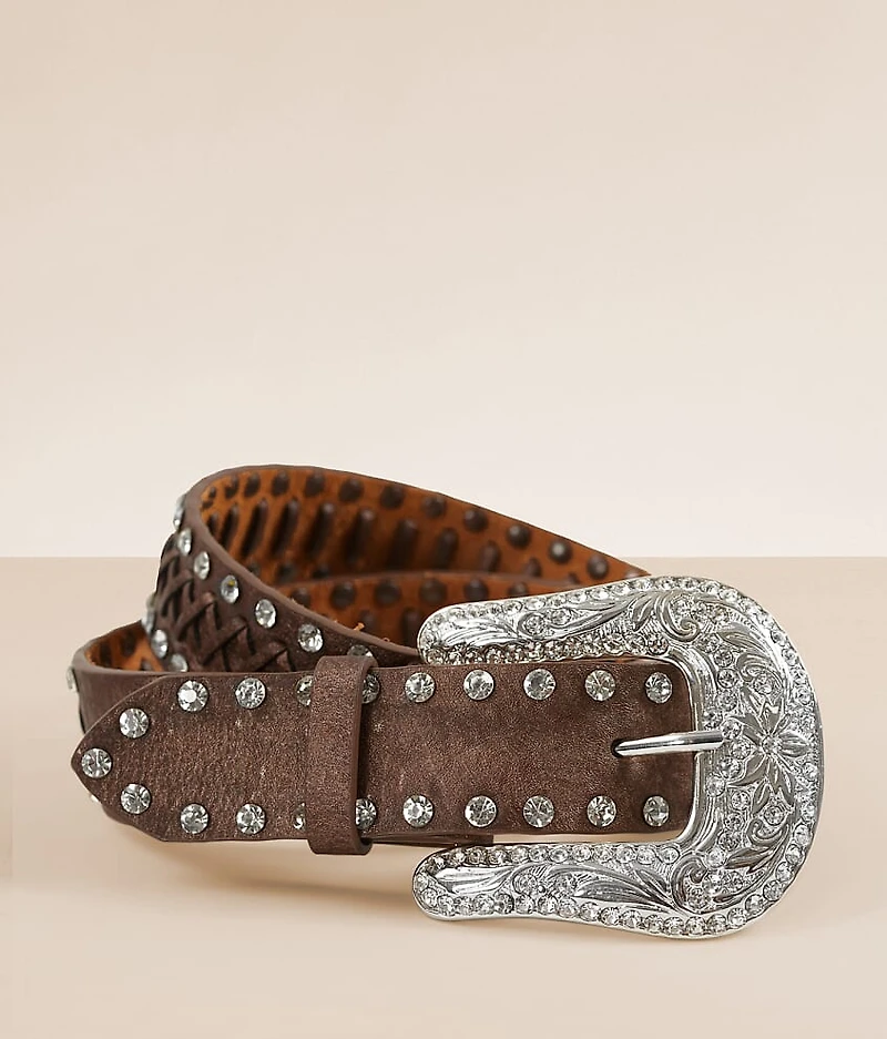 Glitz Whipstitch Leather Belt