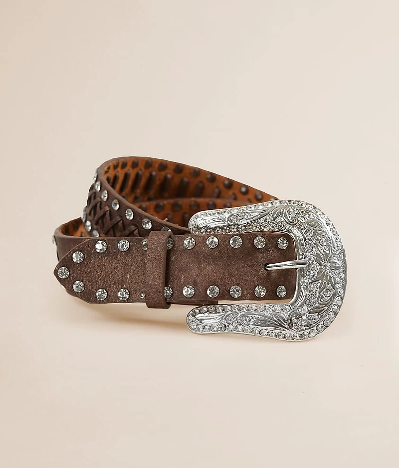 Glitz Whipstitch Leather Belt