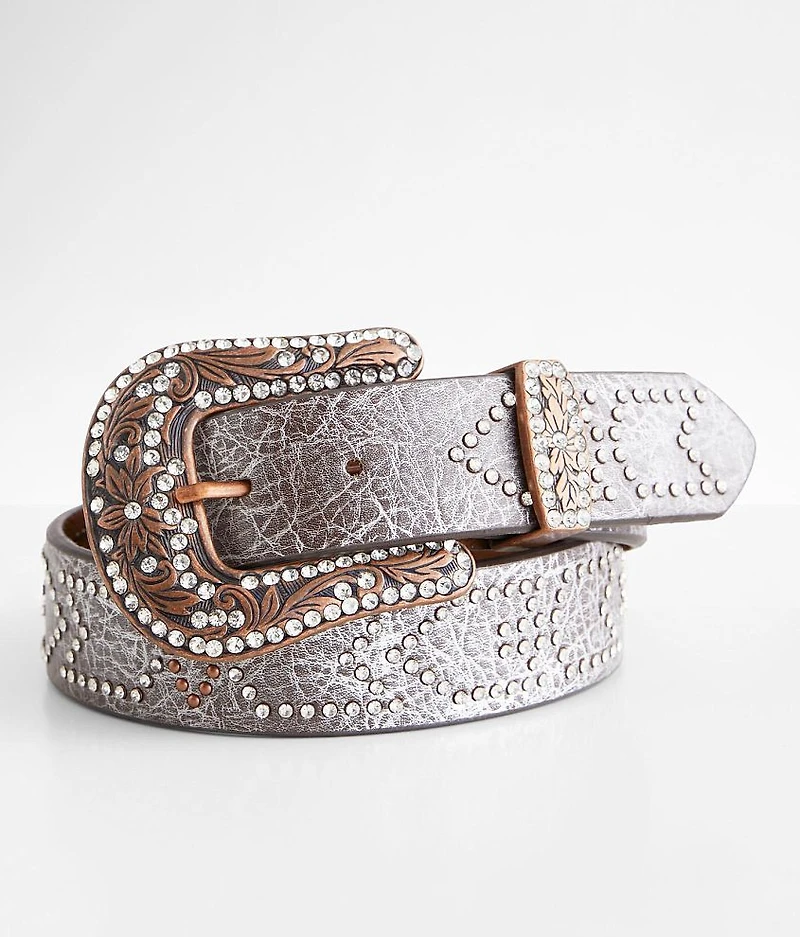 Chevron Glitz Leather Belt
