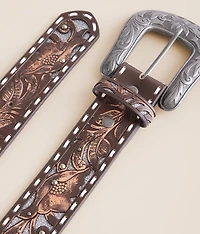 Tooled Leather Glitter Belt