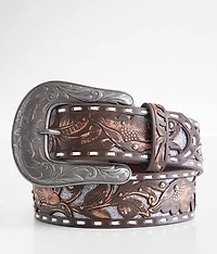 Tooled Leather Glitter Belt