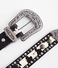 Glitz Cow Print Fur Leather Belt