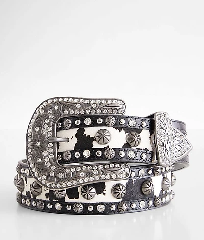 Glitz Cow Print Fur Leather Belt