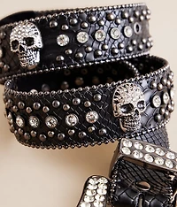 Glitz Skull Leather Belt