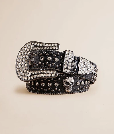 Glitz Skull Leather Belt