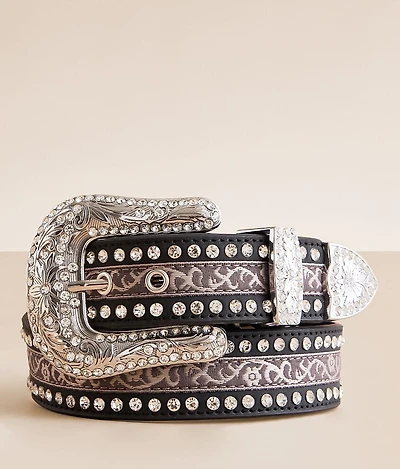 Embroidered Glitz Leather Belt