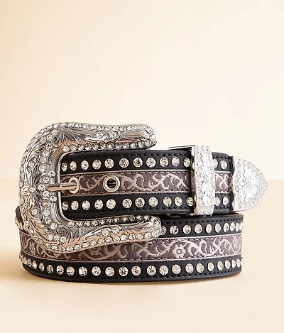 Embroidered Glitz Leather Belt