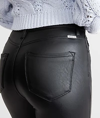 KanCan Faux Leather High Rise Cropped Flare Pant