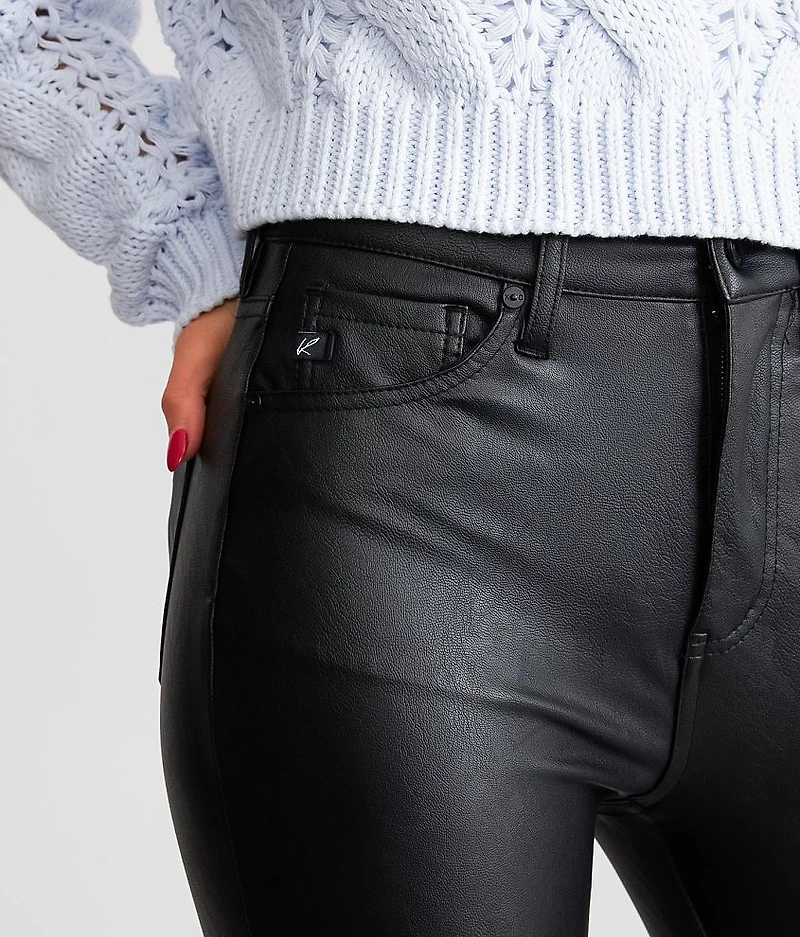 KanCan Faux Leather High Rise Cropped Flare Pant