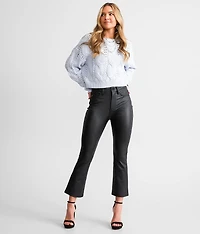 KanCan Faux Leather High Rise Cropped Flare Pant