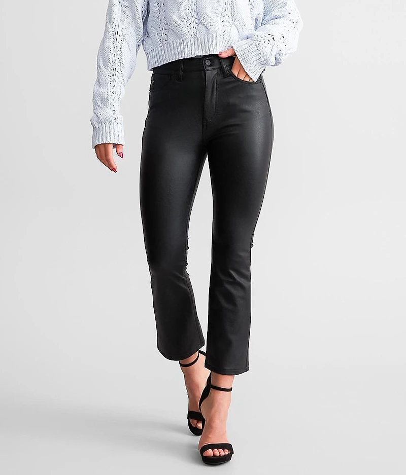 KanCan Faux Leather High Rise Cropped Flare Pant
