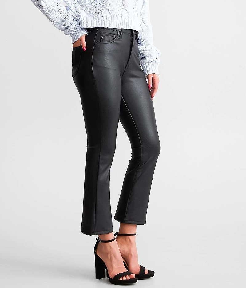 KanCan Faux Leather High Rise Cropped Flare Pant