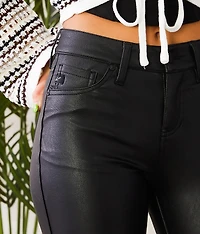 Mid-Rise Faux Leather Flare Pant