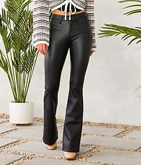 Mid-Rise Faux Leather Flare Pant
