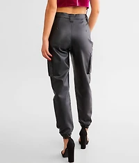 High Rise Faux Leather Cargo Jogger
