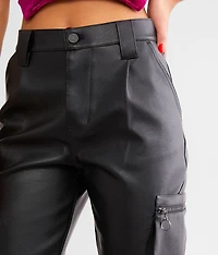 High Rise Faux Leather Cargo Jogger