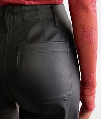 High Rise Cropped Wide Leg Pleather Pant