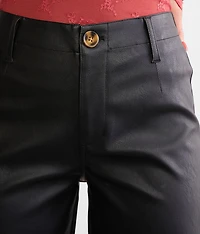 High Rise Cropped Wide Leg Pleather Pant