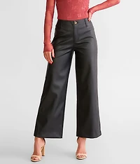High Rise Cropped Wide Leg Pleather Pant