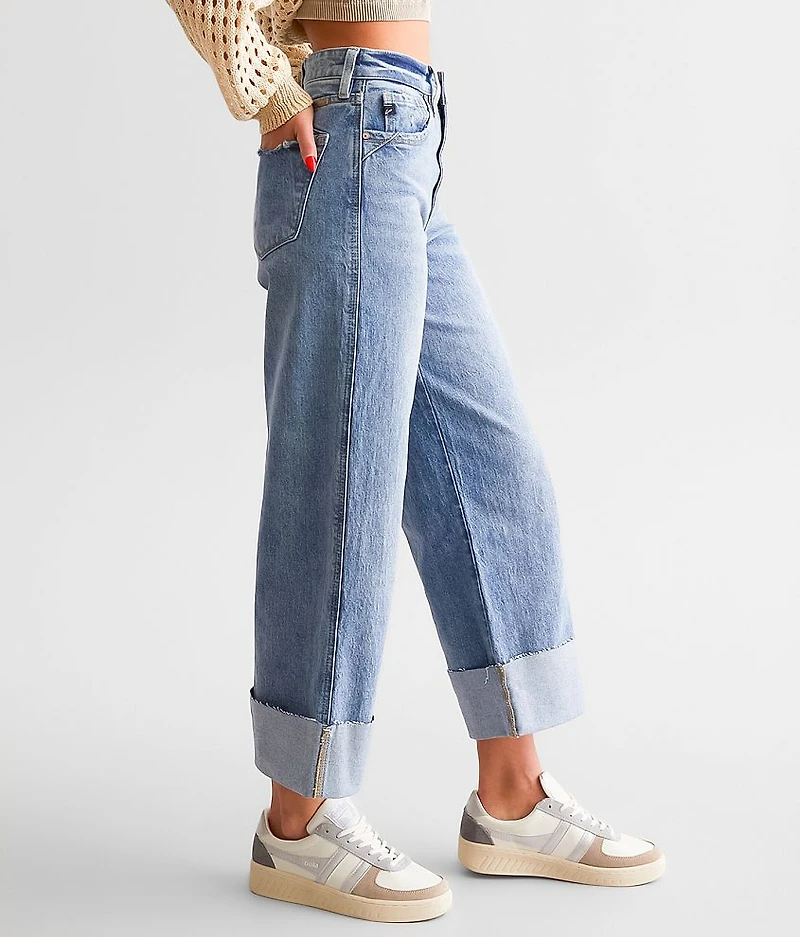 90s Cropped Wide Leg Stretch Cuffed Jean