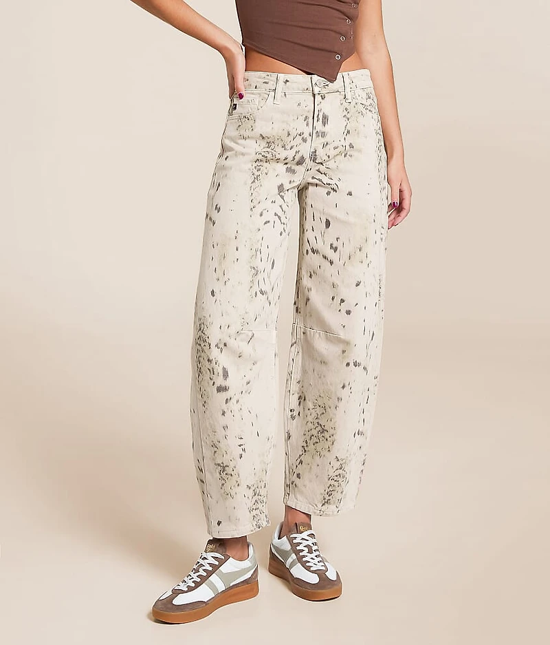 Kan Can High Rise Horseshoe Snow Leopard Stretch Jean