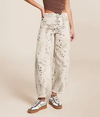 Kan Can High Rise Horseshoe Snow Leopard Stretch Jean