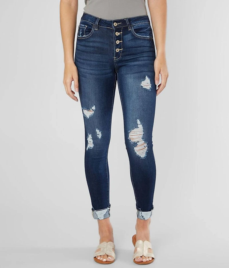 Kan Can Mid-Rise Ankle Skinny Stretch Cuffed Jean