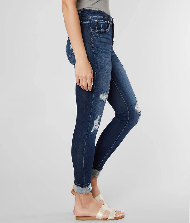 Mid-Rise Ankle Skinny Stretch Cuffed Jean