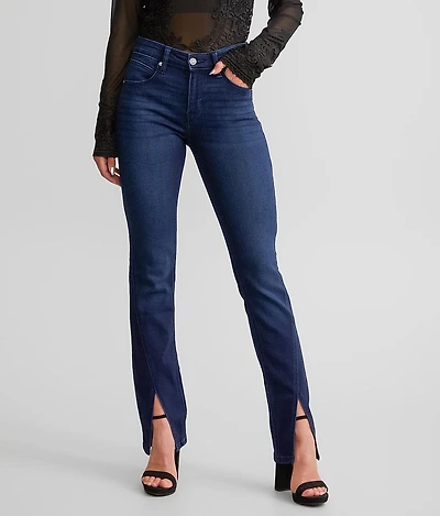 Mid-Rise Split Straight Stretch Jean
