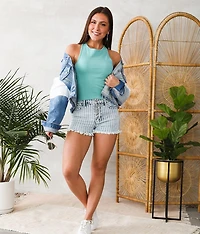 High Rise Striped Stretch Short