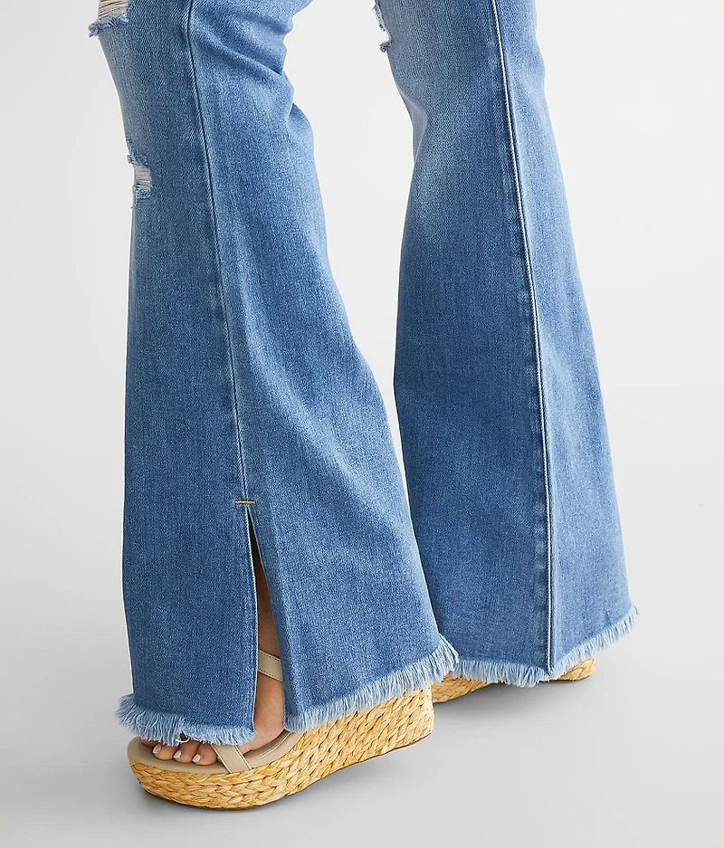 Kurvy Mid-Rise Split Flare Stretch Jean