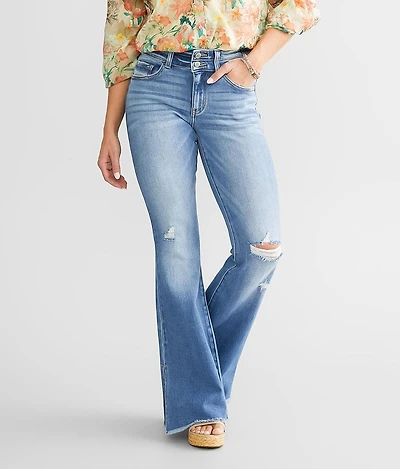 Kurvy Mid-Rise Split Flare Stretch Jean