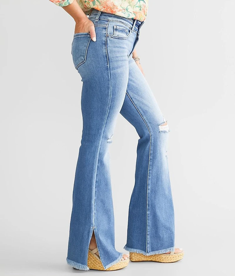Kurvy Mid-Rise Split Flare Stretch Jean