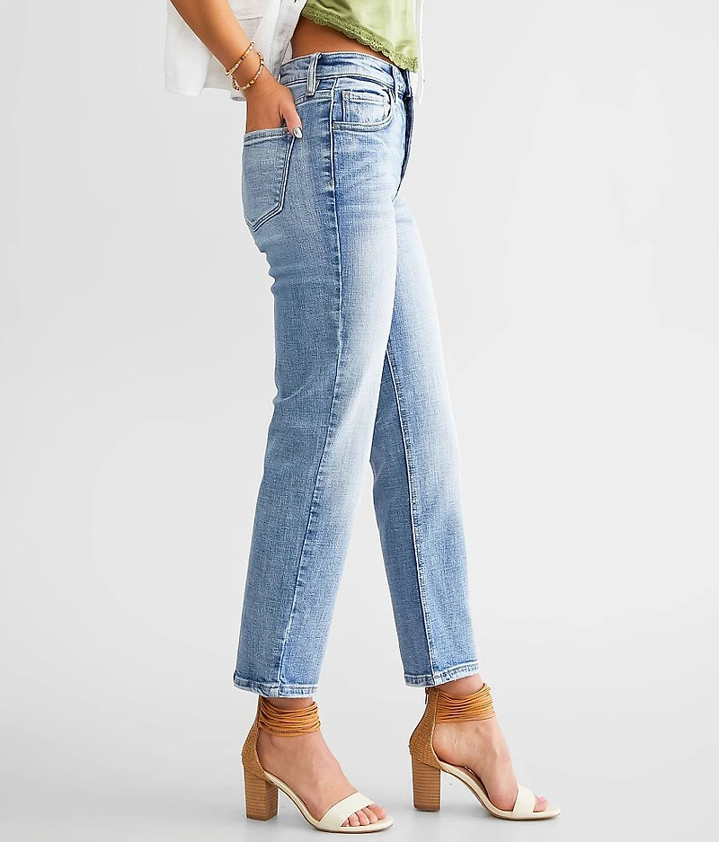 High Rise Cropped Straight Stretch Jean