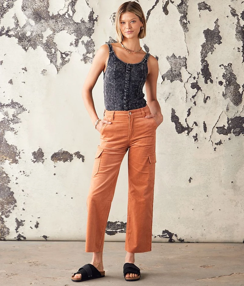 90s Cropped Wide Leg Corduroy Cargo Pant