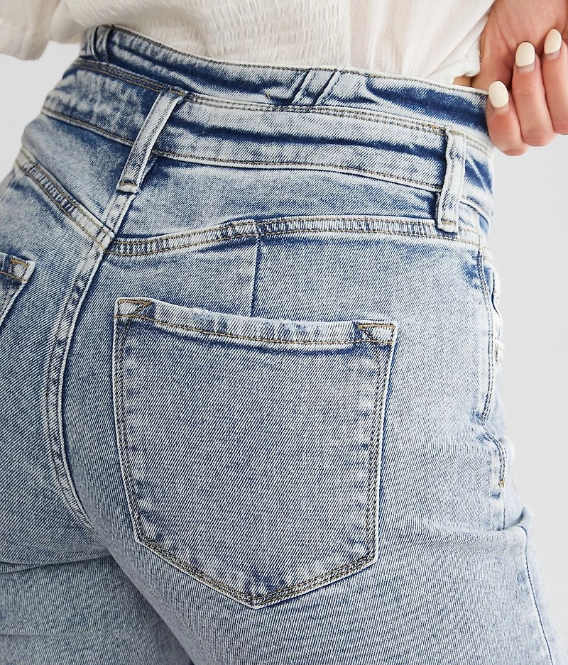 High Rise Cropped Straight Stretch Jean