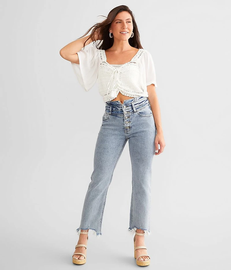 High Rise Cropped Straight Stretch Jean