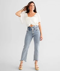 High Rise Cropped Straight Stretch Jean