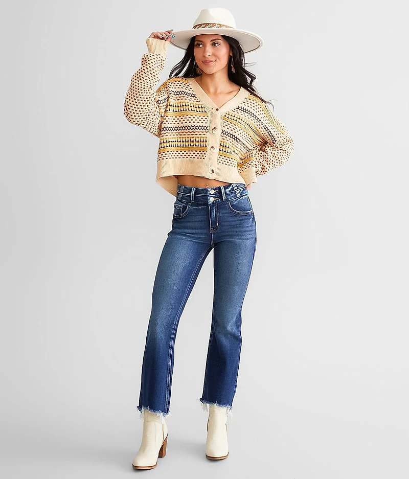 High Rise Cropped Flare Stretch Jean