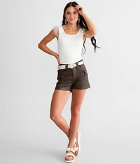 Faux Leather High Rise Shorts