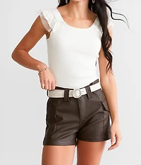 Faux Leather High Rise Shorts