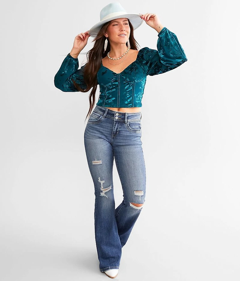 Kurvy Mid-Rise Flare Stretch Jean