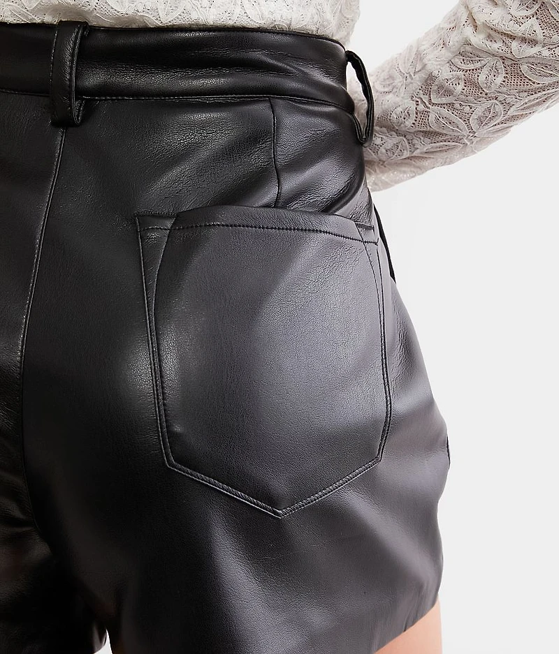 High Rise Pleather Short