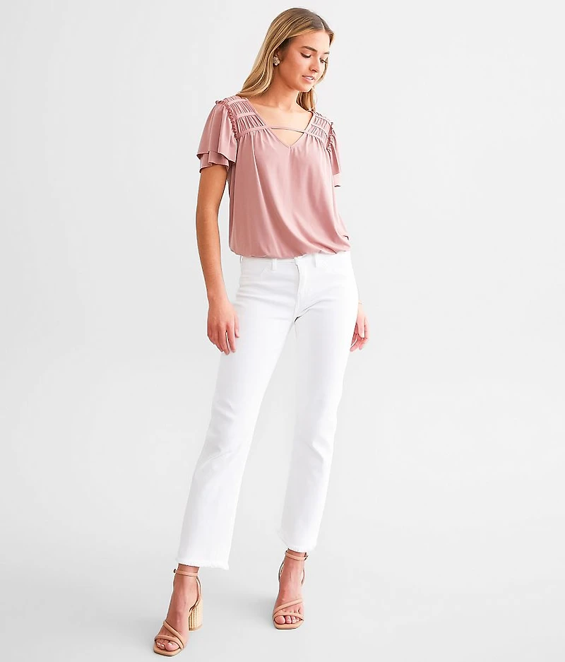 Mid-Rise Cropped Straight Stretch Jean