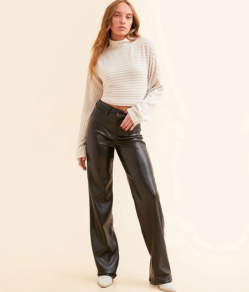 90s Wide Leg Faux Leather Pant